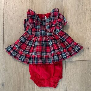 Janie and Jack Plaid Red Baby Dress with Bloomers